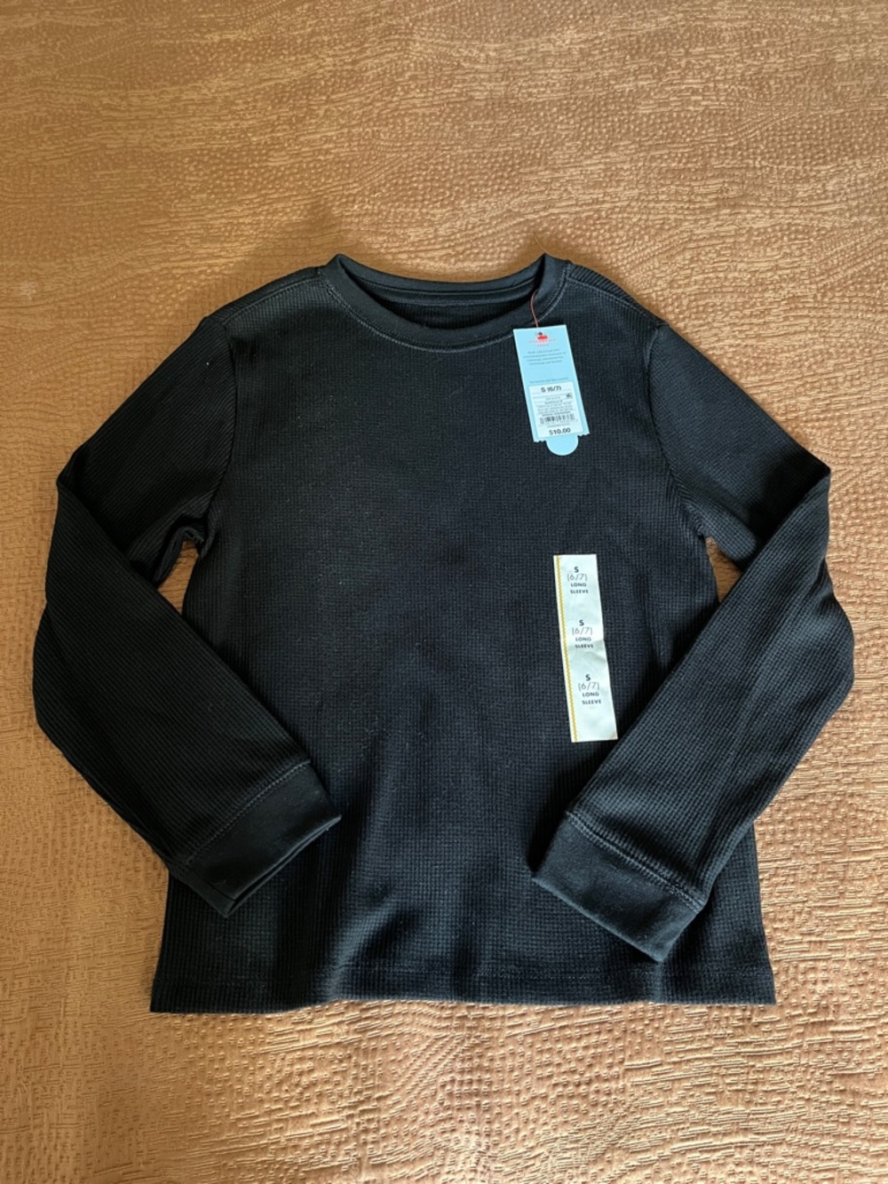 Cat & Jack Black Long Sleeve Waffle Crew Top
